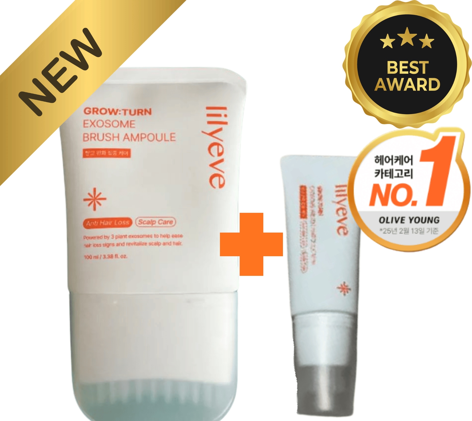 【NEW ! 大容量】 グロウターン エクソソーム ブラシアンプル 130ml（+30ml）ヘアアンプル / ヘア美容液,頭皮ケア,スカルプケア,