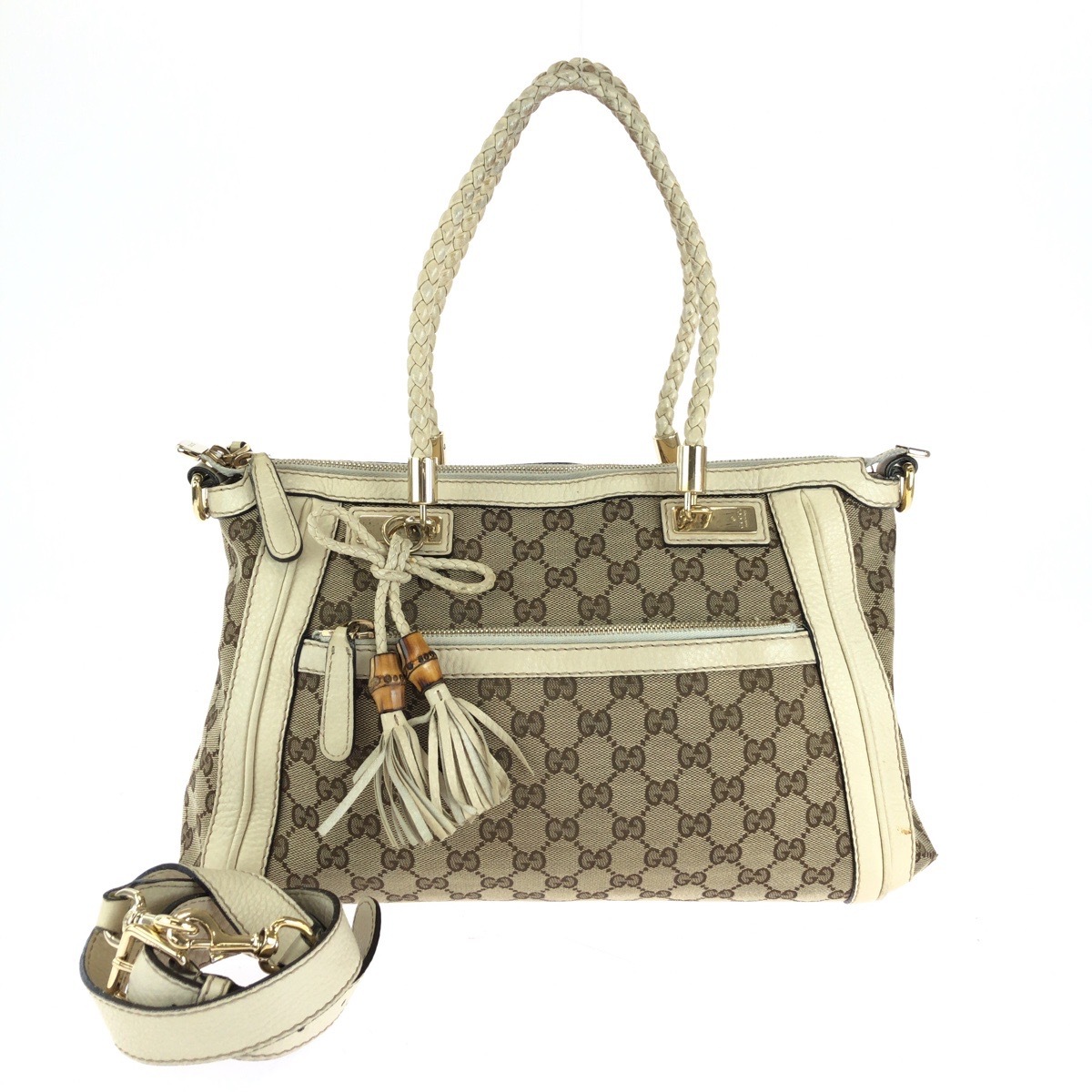美品 ベラ ベージュ アイボリー ゴールド金具 GGキャンバス 282300 ショルダーバッグ ハンドバッグ 2way レディース 506024