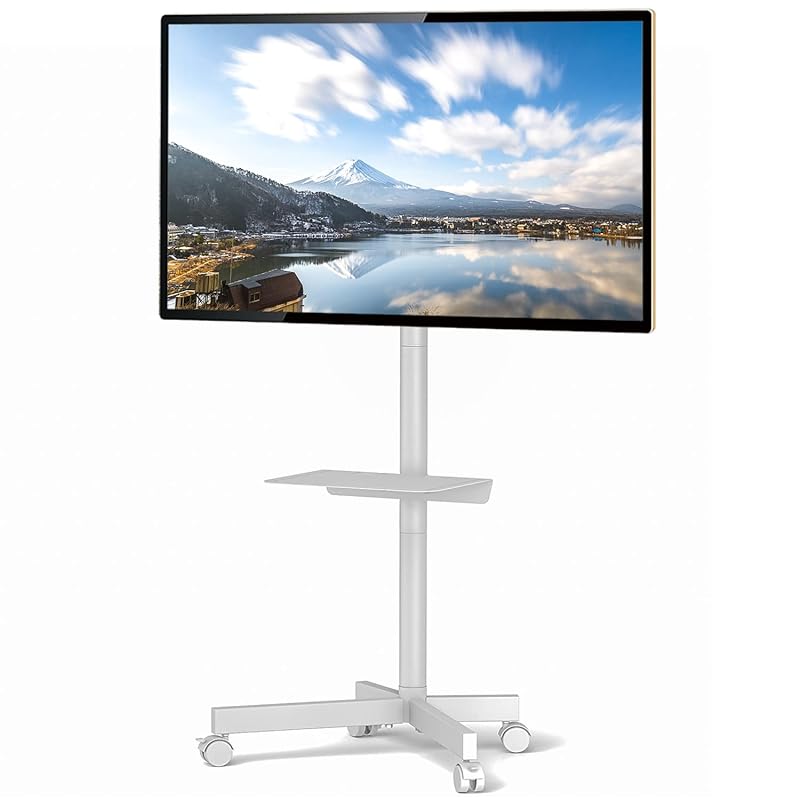 テレビスタンド キャスタ付きー テレビスタンド ハイタイプ/ロータイプ 23-55型 テレビ用スタンド壁掛け 上下傾斜 tvスタンド VESA40x40まで 耐荷重40KG 家用 会社用 ホワイト