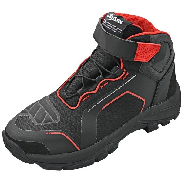 D62494 ライディングシューズ バイク シューズ 防水 特殊インソール R-WP DS-502 ブラック/レッド 24.5cm