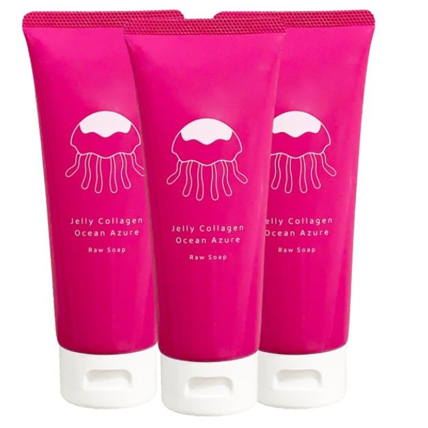 【3本セット】クリニック 洗顔フォーム 無添加 洗顔 泡 毛穴 皮脂 角栓 小鼻 さっぱり しっとり クラゲコラーゲン生石鹸「Jelly Collagen Ocean Azure オーシャンアジュー 5,544円