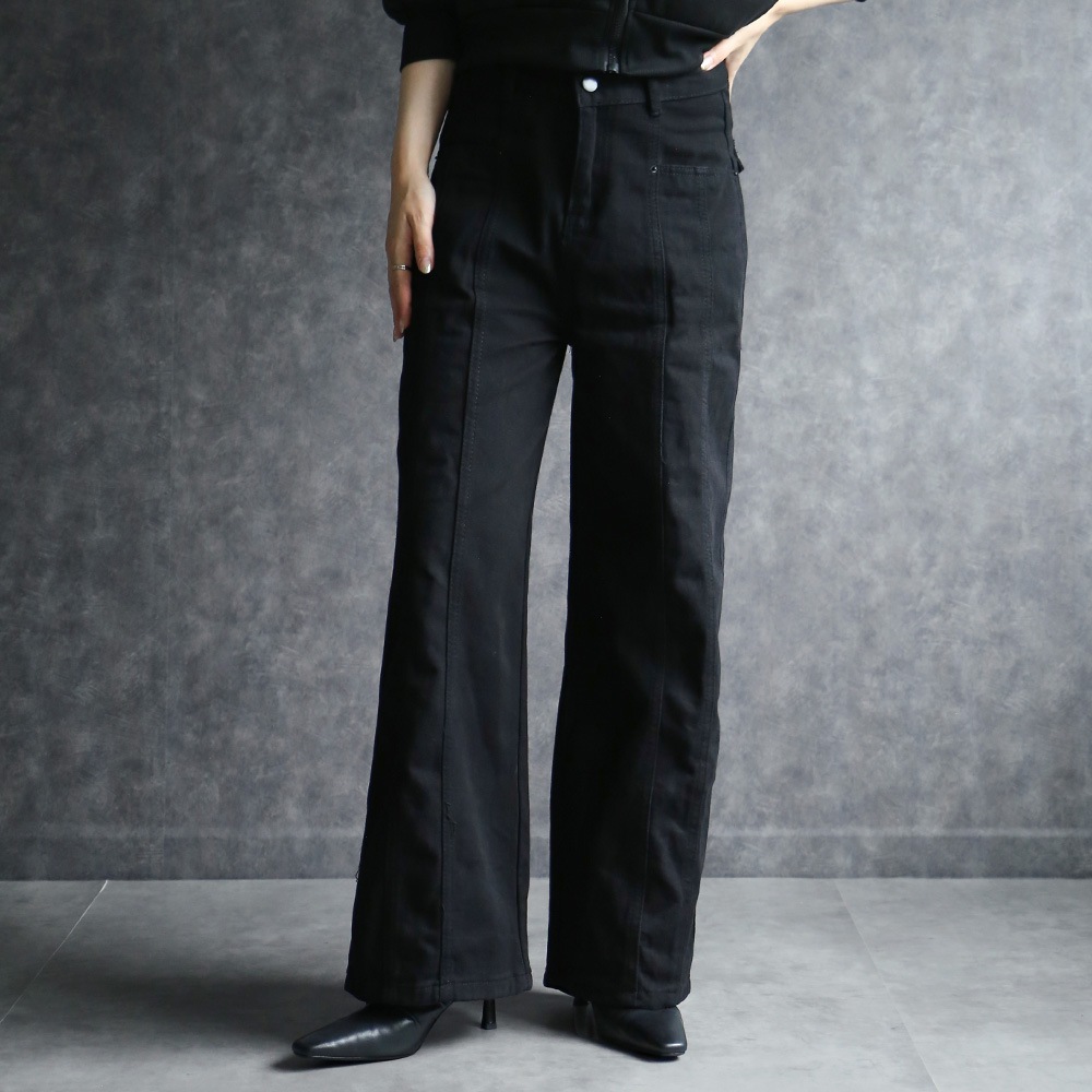 デニムパンツ レディース ゆったり ボトムス ジーンズ ジーパン バレルシルエットスイッチデニム すっきり 疲れない ブラックデニム カジュアル パンツ シンプル