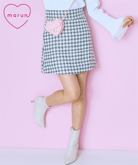 ミニスカート 大きいサイズ 千鳥格子柄ツイードスカート marun