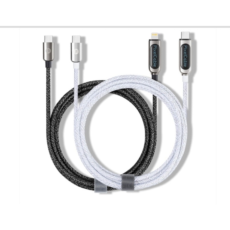 フジレック Pixel Cable 各5本セット アプリ連動でアニメテキストが動く 急速充電 高速データ転送対応 高耐久 プレゼントにも