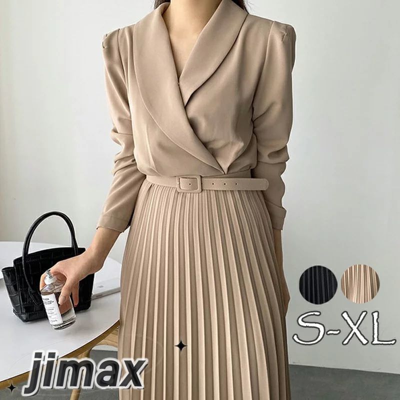 ワンピース シャツワンピース プリーツワンピース レディース ワンピース 長袖 ワンピース プリーツワンピース プリーツ フレア おしゃれ パーティーワンピース 長袖 ワンピース おしゃれ 無地 シン