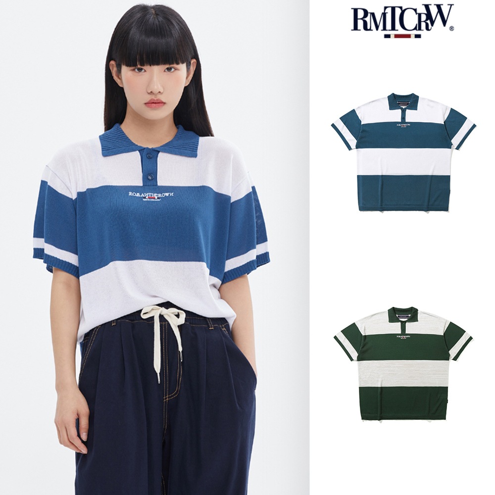 【ROMANTIC CROWN】STRIPE KNIT POLO