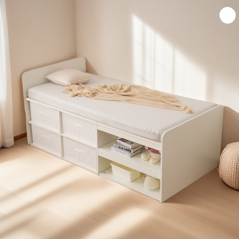 ベッドフレーム シングル シングルベッド 高いベッド シングル 収納付き 収納ボックス付き ハイベッド ベッドフレーム シングルベッド 木製 収納 頑丈 シンプル ヘッドボード シンプル 北欧風