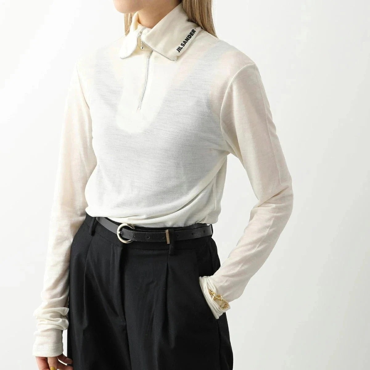 【訳あり-Mのみ】JIL SANDER+ ジルサンダー プラス ハーフジッププルオーバー J47GC0021 J70021 レディース カットソー セーラーカラ