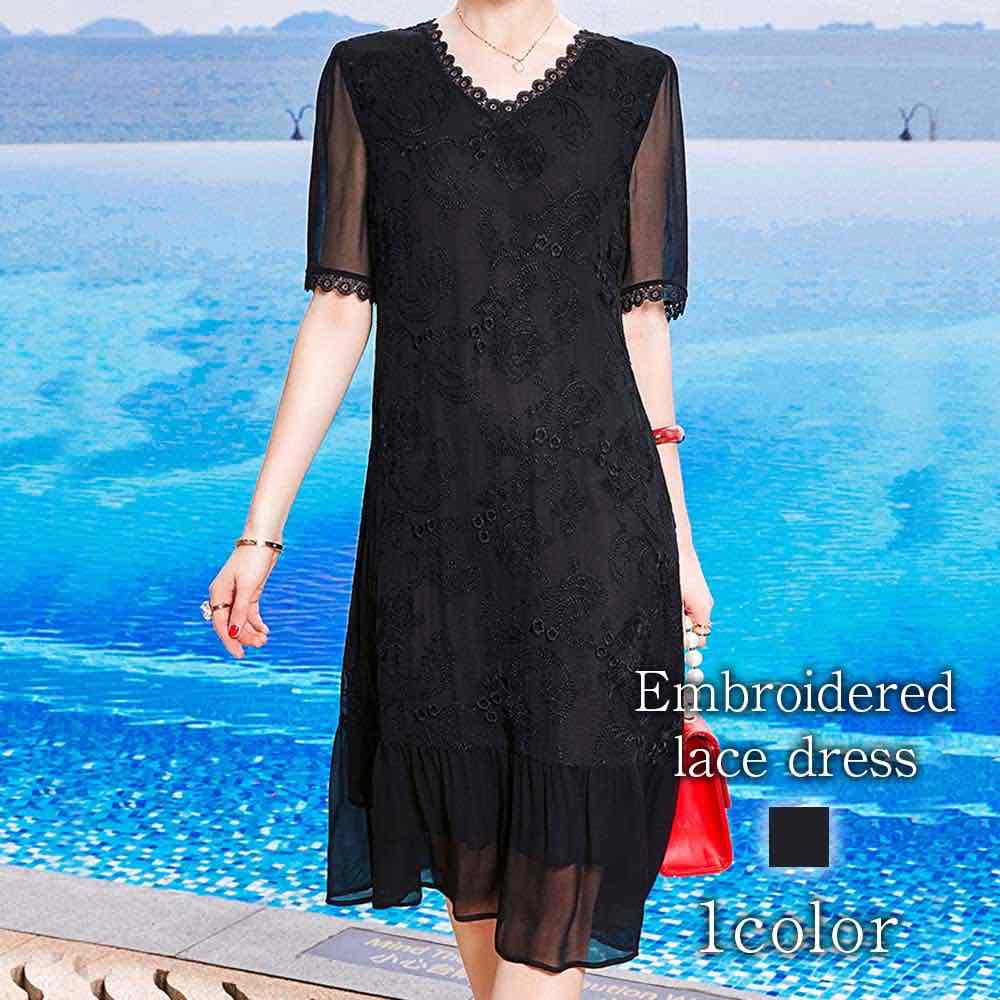 ワンピース レディース 刺繍レースワンピース きれいめ ブランド Aライン ルームウェア 大きいサイズ 韓国 50代 ロング ニット カジュアル パジャマ おしゃれ かわいい アウトドア スカート し