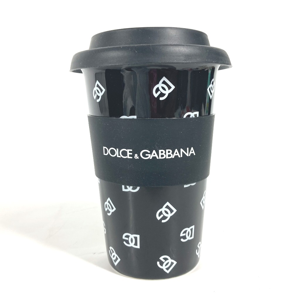 DOLCE&GABBANA ドルガバ タンブラー ロゴ バイカラー コーヒーカップ コップ インテリア 陶器 ブラック