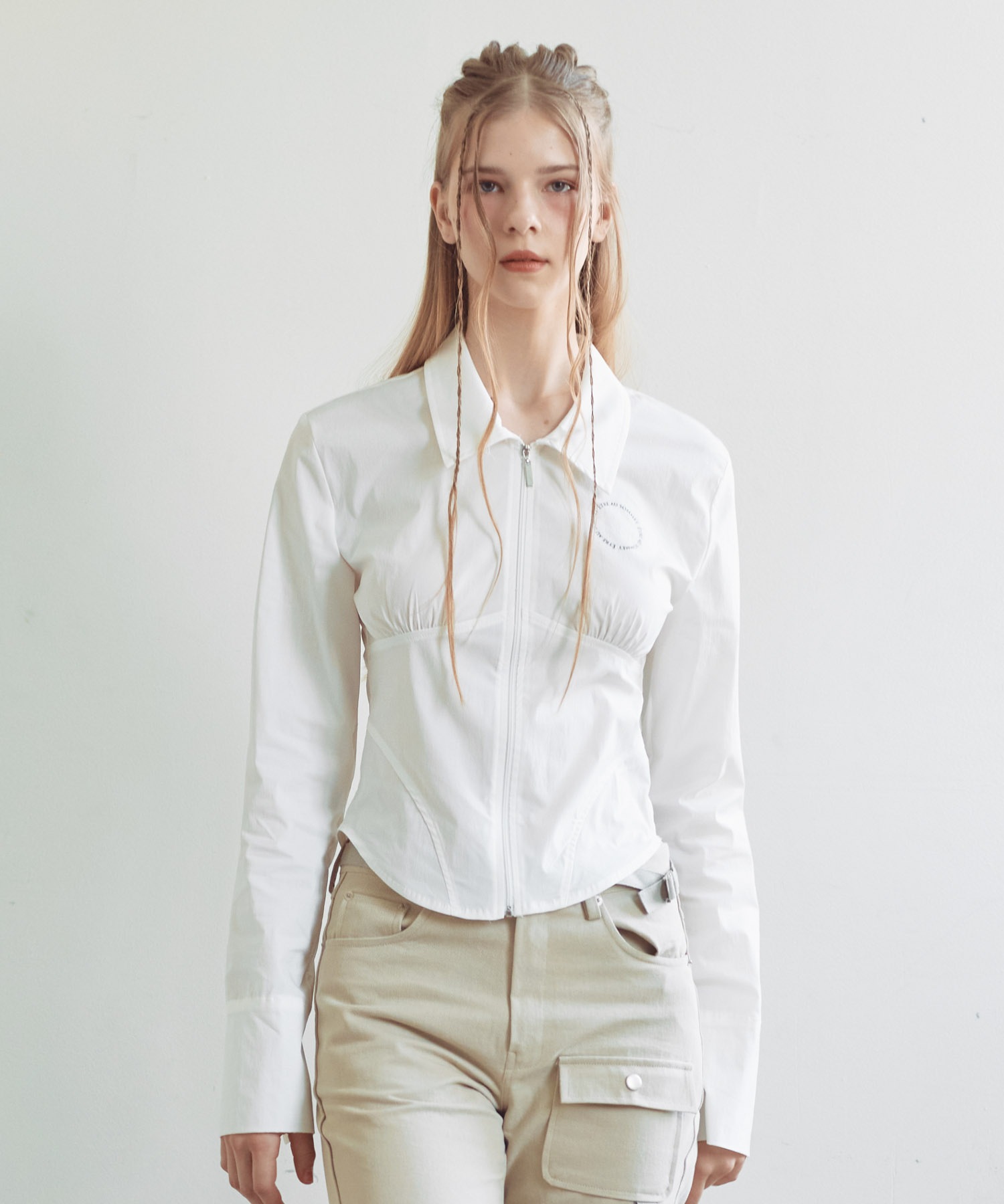 コルセット ジップアップ ブラウス (アイボリー) 7,776円