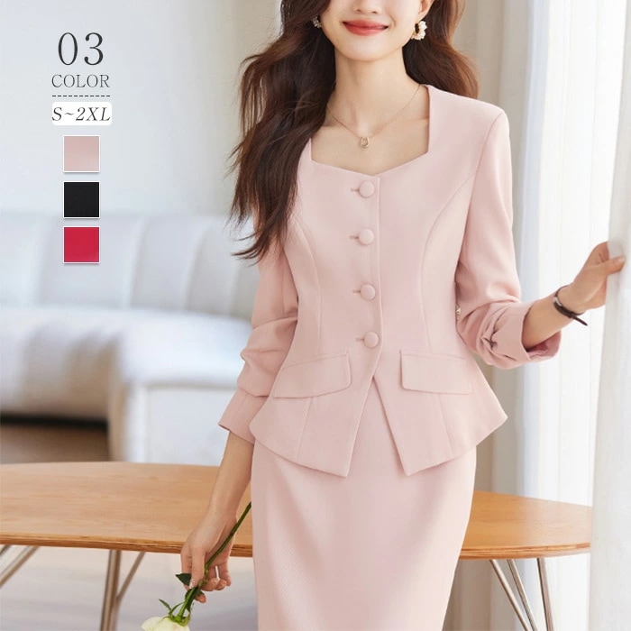 .再入荷なし！数量限定スーツ スカートスーツ レディース スーツセット タイトスカート ビジネススーツ スカートスーツ 上下セット フォーマル 上品 入学式 洗える ジャケット スカート 2点セット