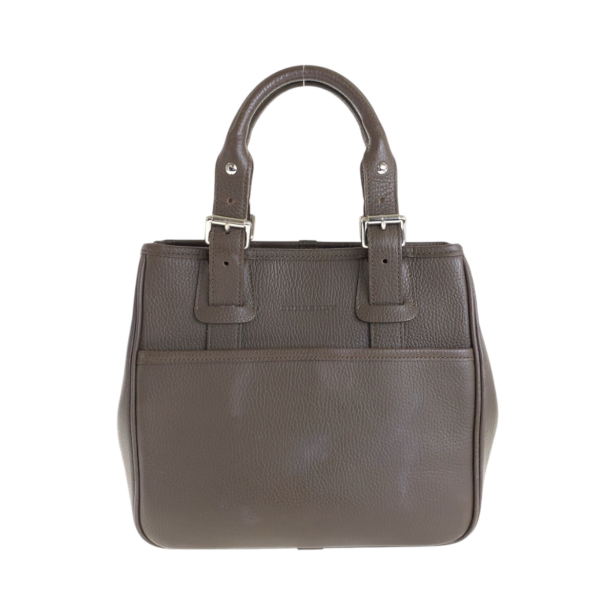 中チェック柄 ブラウン シルバー金具 レザー トートバッグ ハンドバッグ レディース 504908