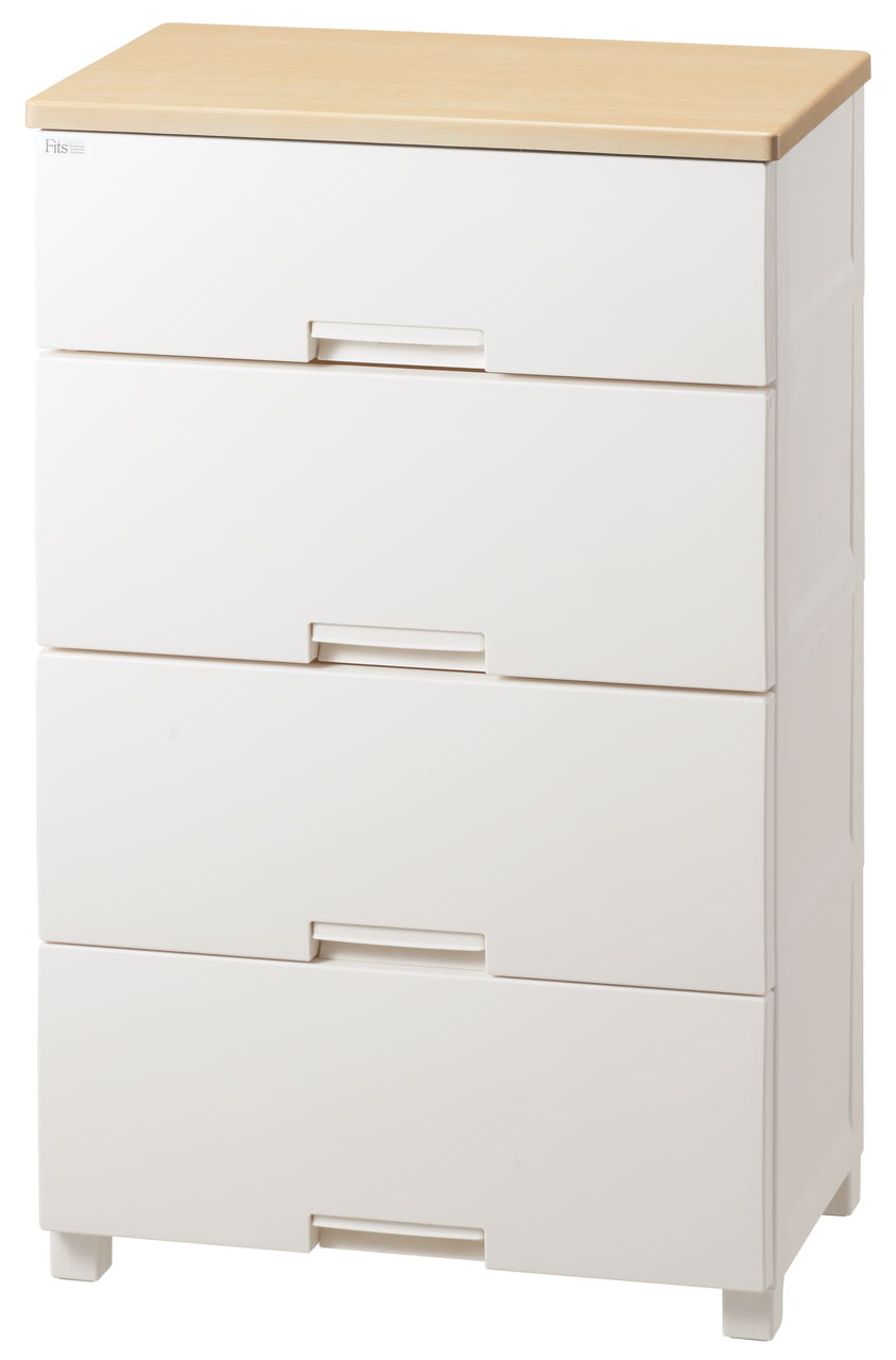 天馬 F6534D(FITSプラス) フィッツプラス　幅65cm　4段（深引き出し3段・中引き出し1段)（天板：メープル/本体：ホワイト） F6534DFITSプラス