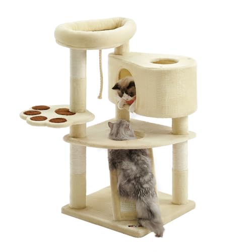 キャットタワー スロープ付き 登り降りしやすい 爪とぎ 猫タワー 子猫とシニアも楽々 95cm PCT40M