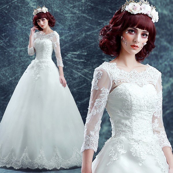 ウエディングドレス 長袖 二次会 ウェディングドレス 安い 秋冬 結婚式 プリンセス エンパイア 花嫁 ドレス 白 披露宴 ロングドレス ブライダル 2020新品大人気 14,345円