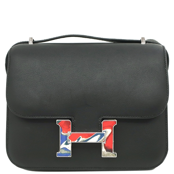 エルメス HERMES ショルダーバッグ コンスタンス3 ミニ 18 マーブルロック　 スイフト ブラック シルバー金具 黒 マーブル金具 マルチカラー金具 Z刻印【中古】