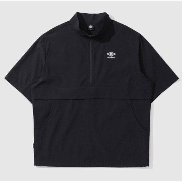 シアサッカー半袖スタンドネックアノラック HH UP221CWT57 BLK