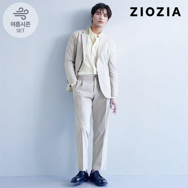 [] ルーズフィット ベージュ ストレッチ カジュアル セットアップスーツ (AAD2KG1603_AAD2PP1603_LBE)