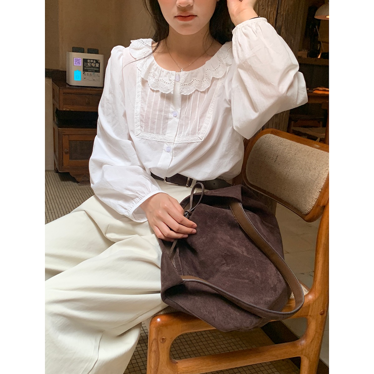 レースシャツ レディース 2024秋 韓国風 甘くて万能なデザイン トップス