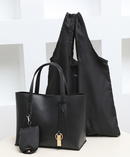 【トートバッグ＋エコバッグ　本日限定商品】トートバッグ バッグ レディース エコバッグ＆プレートキーリング付き ミディアムトートバッグ 6,336円