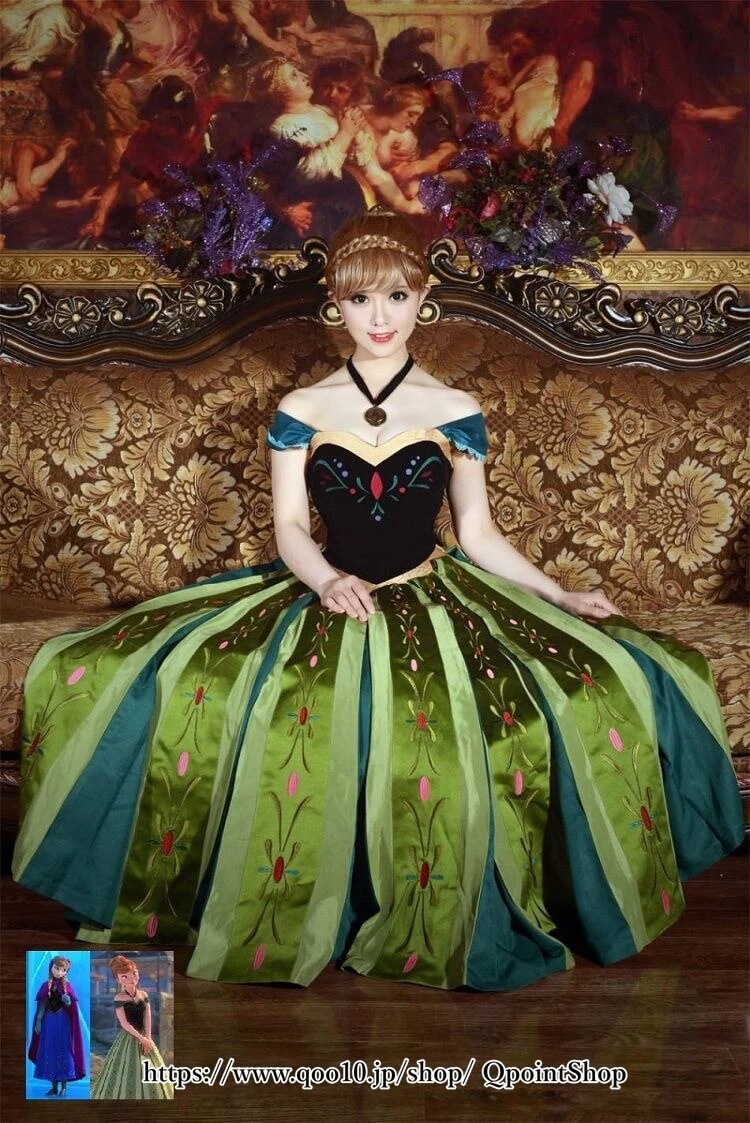 刺繍(柄部分) コスプレ ネックレス 立体感 コスチューム ドレス ハロウィン コスプレ衣装 大人用 雪の女王 アナ アナ プリンセス絶妙な
