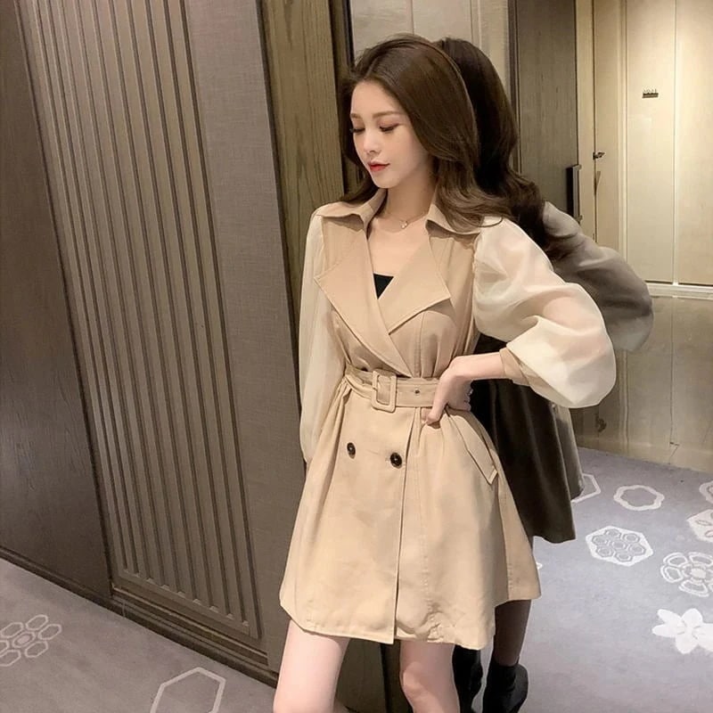 【急速出荷!】大人の魅力コートトレンチコートレディースアウターカジュアル透ける袖ライトアウター春服秋服女性用着痩せきれいめ通勤作おしゃれ今日は30パーセント 4,990円