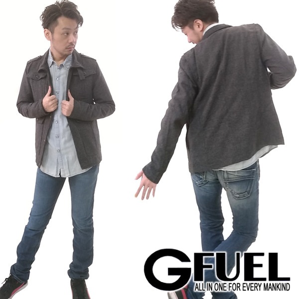セール G FUEL メンズ ミリタリージャケット チャコール　ブラック サファリ ジャケット アウター コート ミリタリージャケット カジュアル ストリート HIPHOP ウェアー 服 ダンス