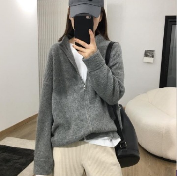 ニットカーディガン トップス セーター カーディガン 長袖 ハイネック ファスナー 前開き ニット