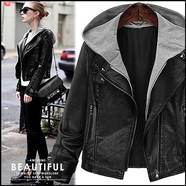 大きいサイズ レディース ダウン アウター フード 切り替え ライダース コート 5,206円