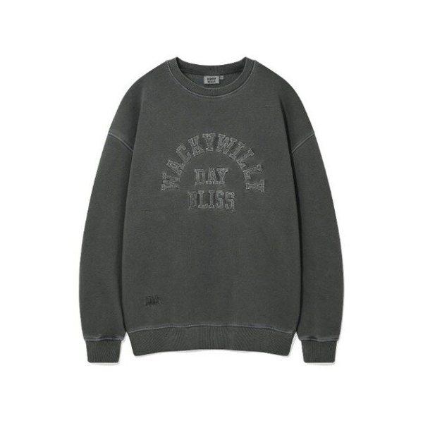 ワキウィリー長袖Tシャツ KQJ WA2503CR13CH タイポグラフィック ピグメント スウェットシャツ グレー