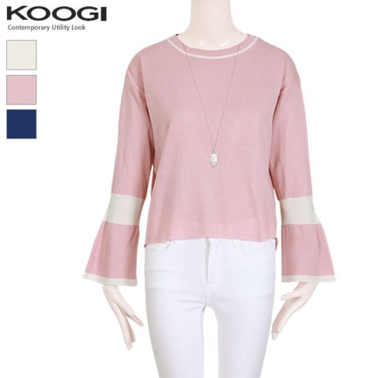 釘宮KOOGIラウンド配色ラッパ小売ニットKK1KN122A ニット/セーター/ニット/韓国ファッション 釘宮KOOGIラウンド配色ラッパ小売ニットKK1KN122A ニット/セーター/ニット/韓国ファッション