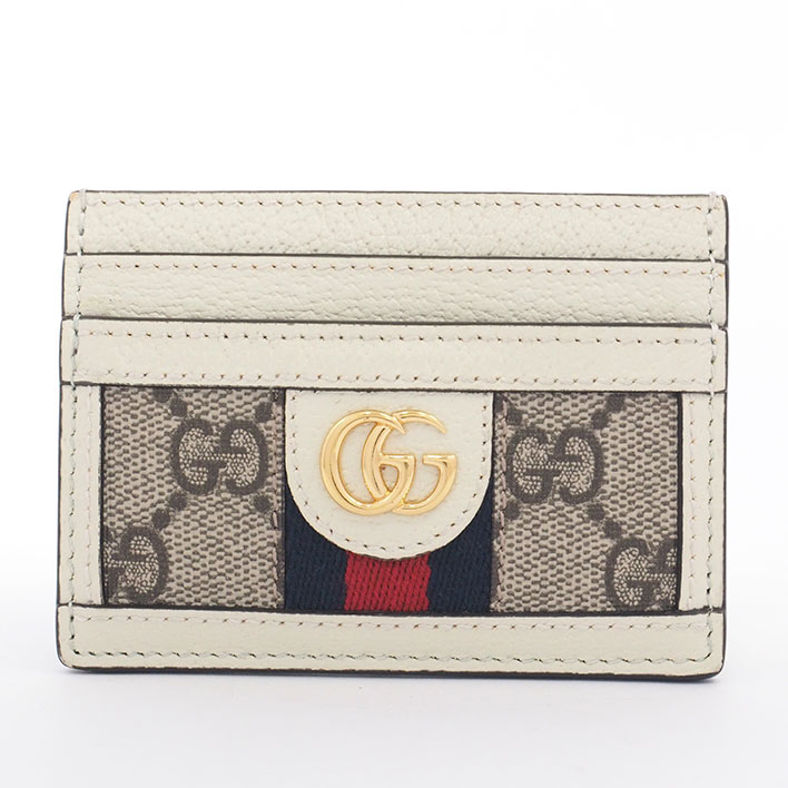 【美品】グッチ オフィディア GG柄 ゴールド金具 GGスプリーム×ウェブ 【カードケース】