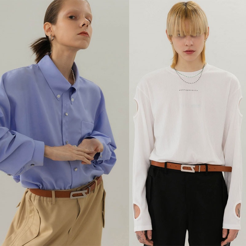 LOGO BUCKLE BELT - BROWN