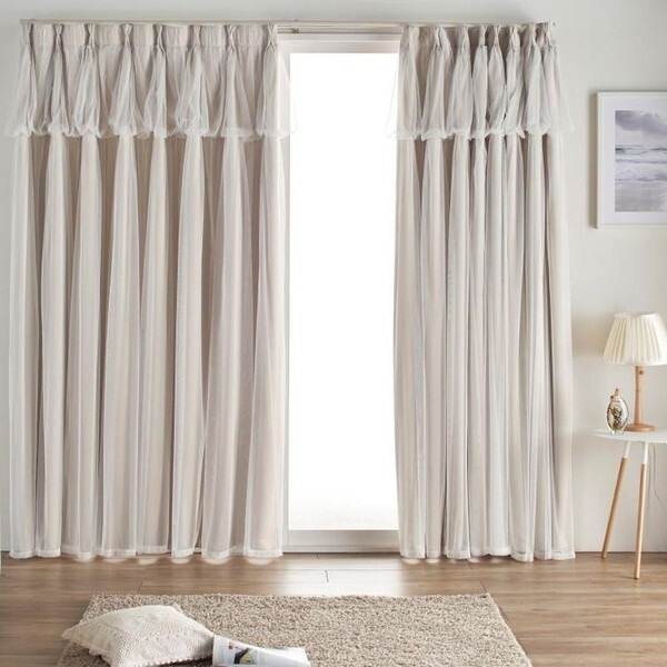 ユニベール レイヤードカーテン 100×210cm ベージュ メーカー直送