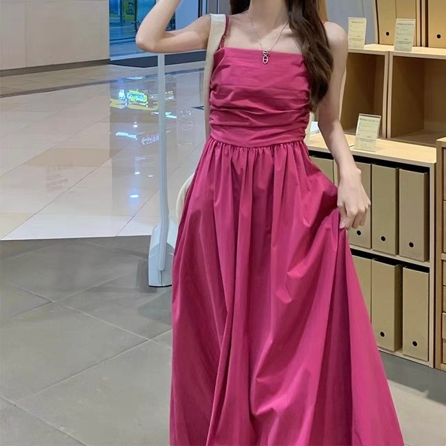 レディース ワンピース フレア マキシ 袖なし ノースリーブ Aライン フェミニン リボン ウエストマーク ハイウエスト かわいい 大人可愛い きれいめ シンプル 上品 おしゃれ レトロ こなれ感