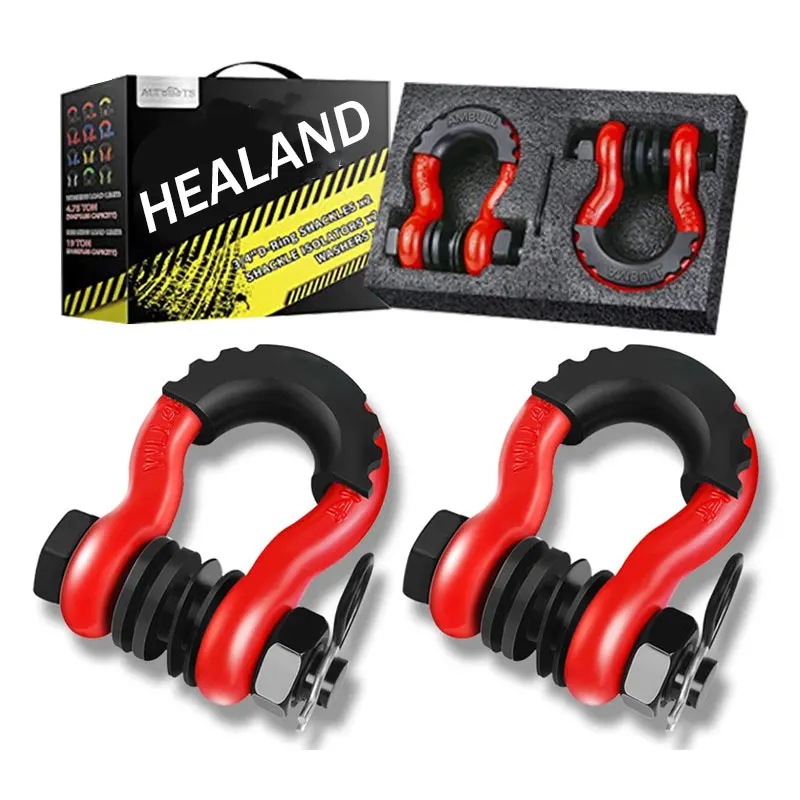 【3日以内発送】2個レッカー車フックアメリカ弓シャックルドロップ鍛造3/4 dリングシャックル4.75tオフロード車牽引フックとゴムカバー