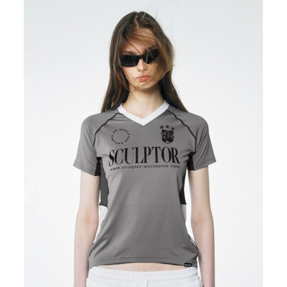 スカルプタースポーツジャージ T シャツグレー