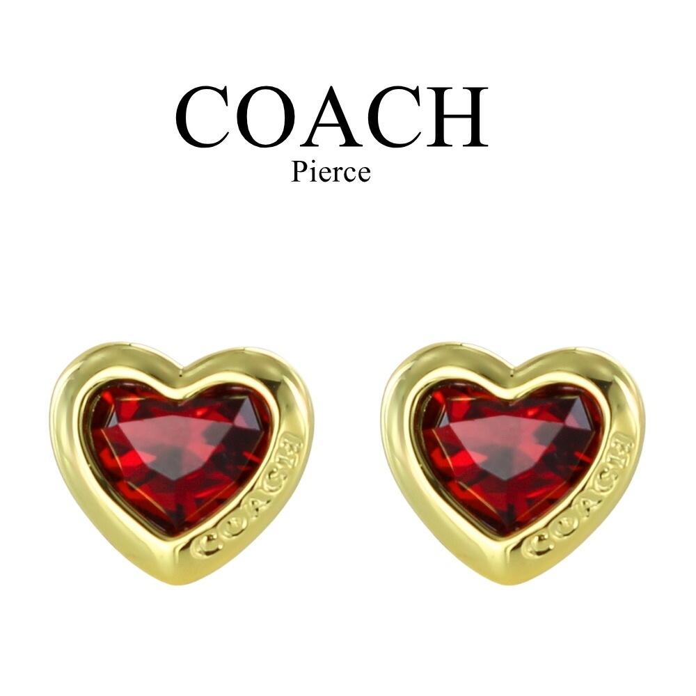 COACH コーチ ピアス レディース ハート レッド ゴールド スタッドピアス クリスタル ブランド アクセサリー プレゼント 彼女 妻 誕生日 記念日 ギフト 422733GLD600 成人 卒業