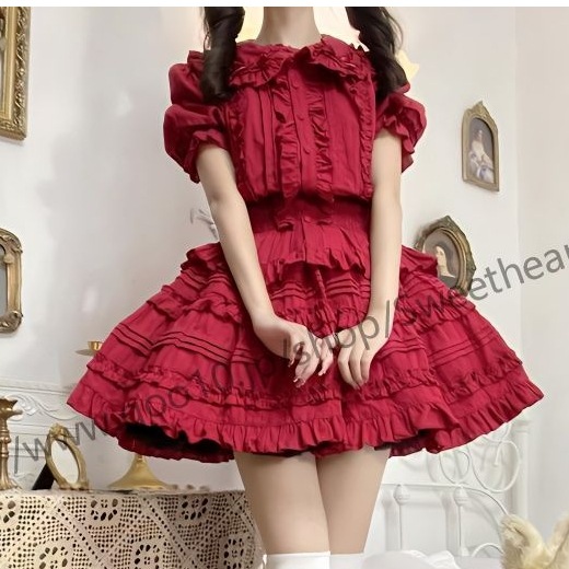 コスプレ スカート ロリスーツ ロリ可愛 メイド服 二次元 学園祭 文化祭朝食洋装ワンピース3点セット 5,005円