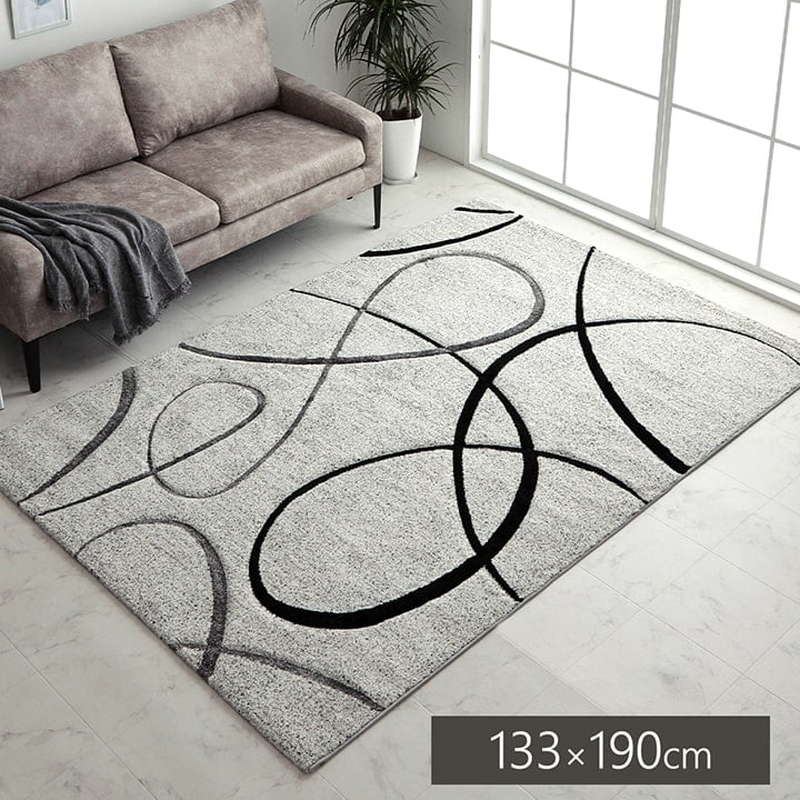 ラグマット カーペット 絨毯 長方形 133x190cm 厚手 高級 トルコ製 ウィルトン織り カービング加工 モダン 床暖房 ホットカーペット対応