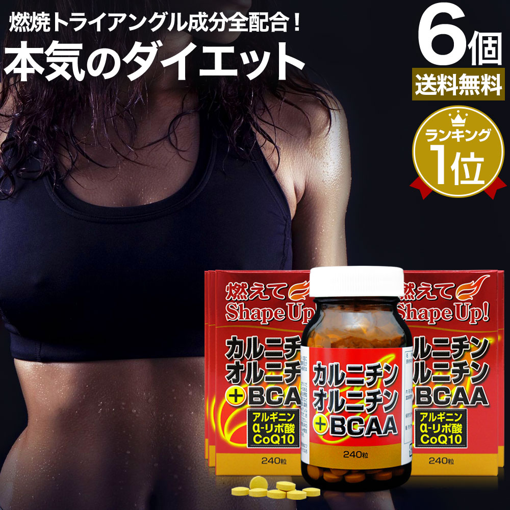 カルニチン・オルニチン＋BCAA 240粒*6個 約180-240日分 カルニチン lカルニチン エルカルニチン リポ酸 bcaa コエンザイムq10 サプリメント サプリ