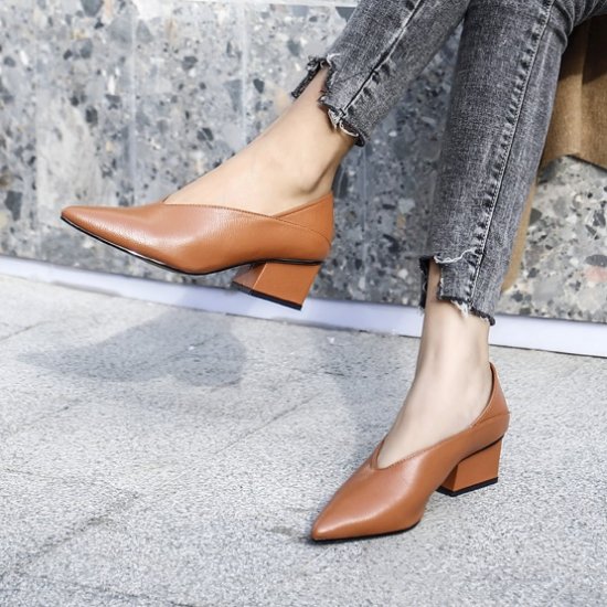 【取寄：納期2週間】パンプス 太めヒール レディース 韓国 ファッション 上品パンプス シック シンプル 履きやすい 脱げない パンプス おしゃれ 大人カジュアル フェイクレザー パンプス ローヒール