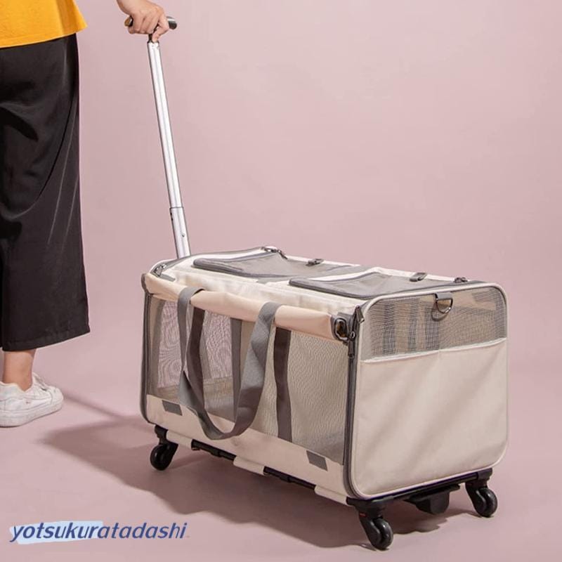 【秋冬入荷】ペットキャリー キャスター付き 猫 犬 キャリーバッグ キャスター 中型犬 折りたたみ 通気 安定性 耐荷重15kg 大容量 ショルダーペットキャリー キャスター
