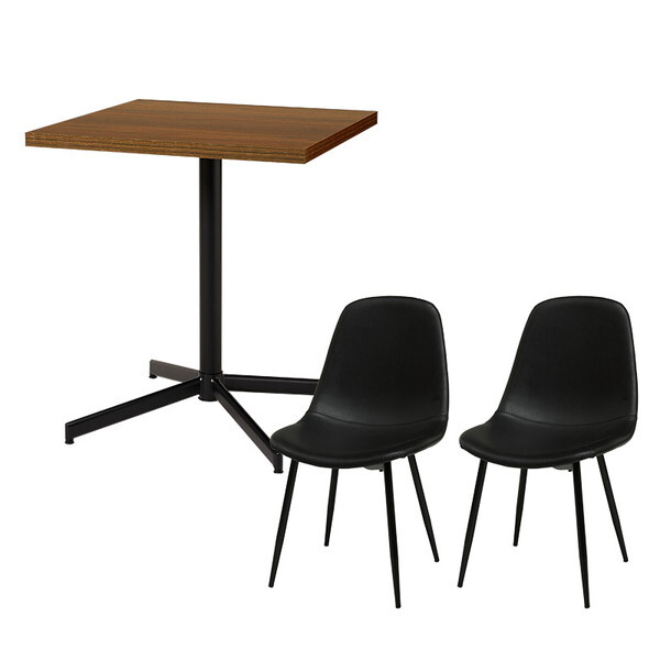 LT-4930DBR-34BK-S テーブル&チェア3点セット ダークブラウン/ブラック メーカー直送