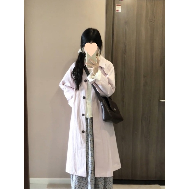 女性のための特別なピンクのウインドブレーカージャケット 2025 新作甘くてシンプルなロングルーズウインドブレーカージャケット