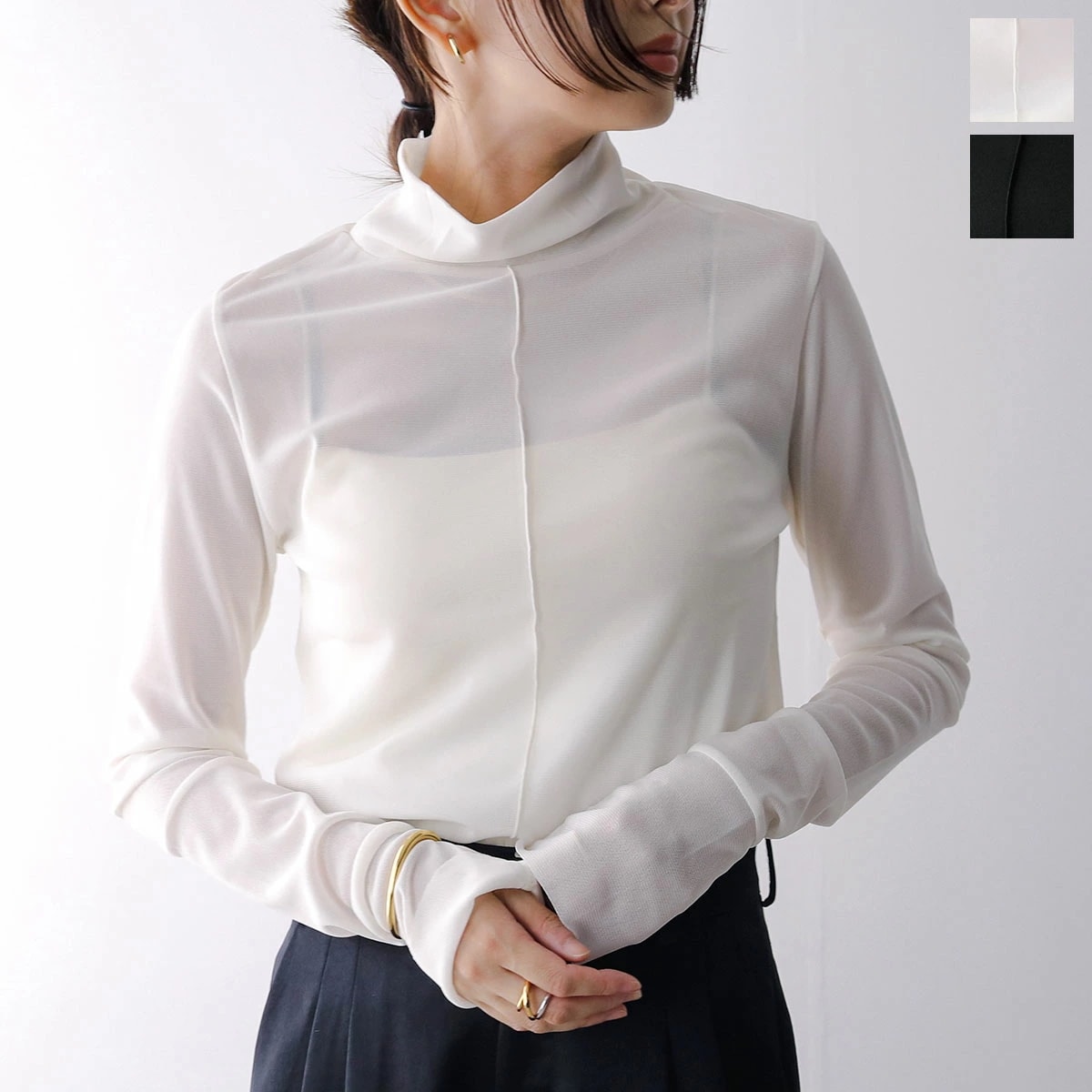 anana アナナ 長袖 カットソー a15-007 レディース メッシュ ハイネック シアー カラー2色 6,603円