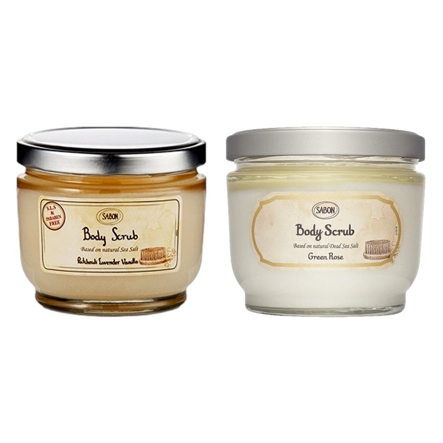 サボン ボディスクラブ 2種セット 600gx2 パチュリ ラベンダー バニラ+グリーンローズ