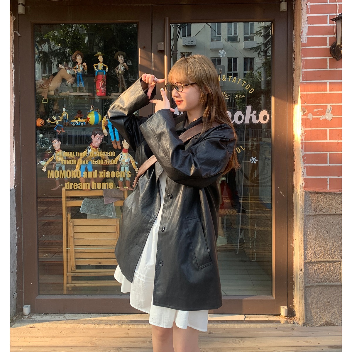 ブラックレザージャケット2024秋アメリカンレトロファッション万能puレザージャケットトップス