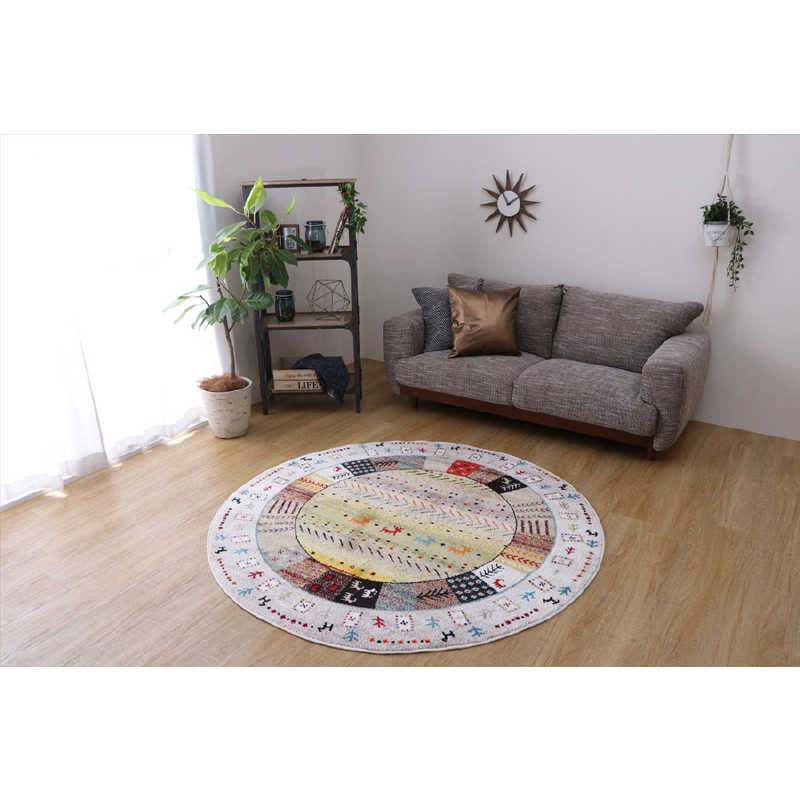 イケヒコ　ウィルトンラグ イビザ (約160/丸/アイボリー)